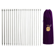 Stricken Nadeln, Set mit Geraden, Einspitzigen Stricken Nadeln, 22 Teilige Metall Kurz Stricken Nadeln und Praktische Aufbewahrung Tasche