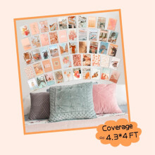 50Pcs Peach Beach Aesthetic Pictures for Wall Collage Boho Style Collage Print Kits Teal Color Room Decorations for Girl