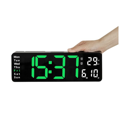 13Inch Large Display LED Digital Wall Clock Remote Control Table Alarm Clock Date Week Timer Automatic Dimmer Clock-A 2