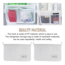 Refrigerator Door Organizer Set Fridge Hanging Mesh Bag for Kitchen Storage Bag Household Sundries Sorting Bag (White)