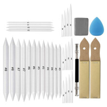 33-Teiliges Blending Stumps- und Tortillions-Set, Kunstmixer mit Skizzenschleifpapier, Bleistiftspitzer, Bleistiftverlängerungswerkzeug