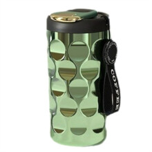 Edelstahlbecher, Keramikeinsatz, Verdickt, Hochwertiger Wasserbecher, Tragbar, Diamantbecher, Auto-Kaffeetasse, Grün