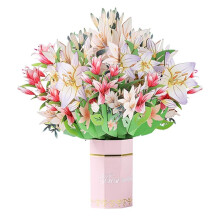 - Mothers Day Cards for Mom,Paper Flower Cards -, Lily Holding Flowers for Women with Note Card and Envelope,B