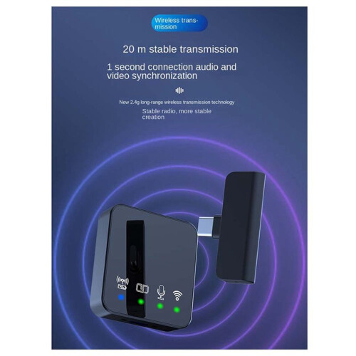 Wireless Lavalier Radio Microphone Noise Cancellation Audio Video Recording Microphone for Smartphone Live 2