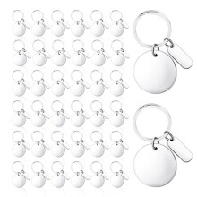 36 Pcs Engravable Metal Keychain Blanks Metal Blank Key Ring Metal Stamping Tags KeyRing Tags for DIY