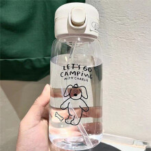 Plastic Water Bottle Water Cup with Straw Large Capacity Portable Drop Resistant and Portable Cup Cartoon Suction Cup