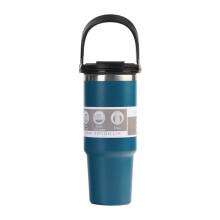 30 Oz Vacuüm Geïsoleerde Fles met Handvat en Klaprietje Dubbelwandige Roestvrijstalen Koffiekop Reismok Lekvrij, C