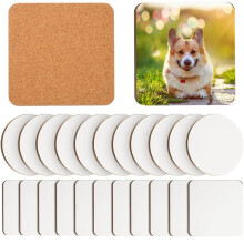 24 Stück Sublimationsuntersetzer 4 X 4 Zoll Hartfaserplatten-Untersetzer Aus Kork und -Rohling Sublimations-Autountersetzer (Rund, Quadratisch)