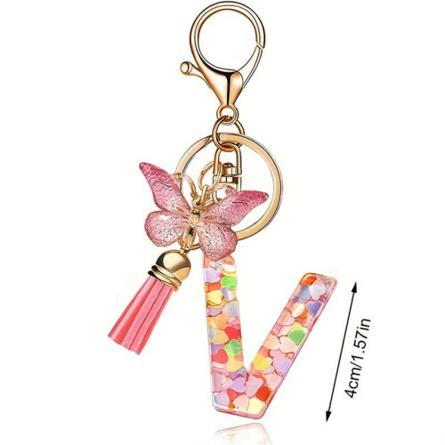 Y Style Letter Pendant  Cute Initial Keychain Butterfly Keychain 2