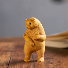 Animal Statue Home Decoration Carved Bear Wooden Crafts Simulation Gifts Animal Home Car Ornaments