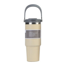 30 Oz Vacuum Insulated Bottle with Handle and Flip Straw Double Wall Stainless Steel Coffee Cup Travel Mug Leak Proof,B