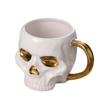 Halloween Skull Cup with Handle Lidless Ceramic Cup Funny Water Beer Milk Cup Mocha Cup Creatives Modeling Mug,600ml A
