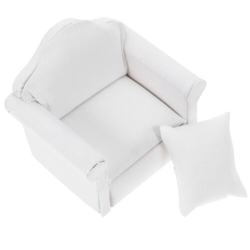 3Pcs White Wood Fabric Pet Couch Comfortable Mini Sofa for Hamsters 1