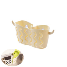 Beige Plastic Kitchen Storage Basket with Reusable Suction Cup
