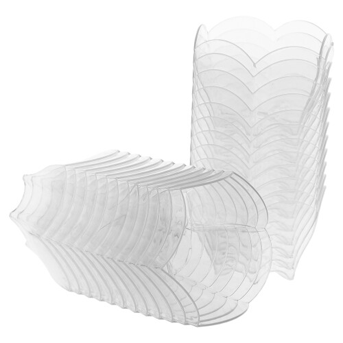 120Pcs Clear Plastic Dessert Bowls Flower Shape Mini Pudding Cups Set 1