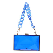 2St Blauwe Fashion Clutch Bag Diamond Met Ketting Dames