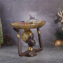 Lady Statue Tray African Table Centerpieces Resin Ornament Sculpture  for Home Desktop Offic