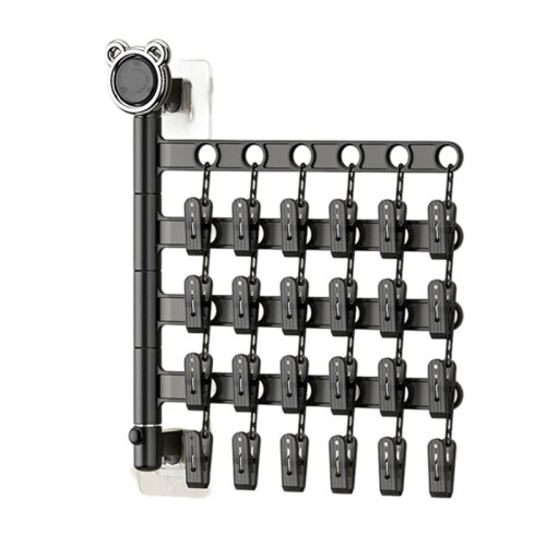 Multi-Functional Drying Rack Socks Underwear Laundry Storage Multi-Clip Wall-Mounted Artifact Balcony Folding Rack B