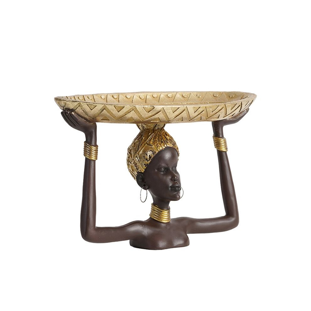 Lady Statue Tray African Table Centerpieces Resin Ornament Sculpture For Home Desktop Offic Tauoh