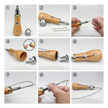 Upholstery Repair Sewing Kit,Leather Sewing Kit with Sewing Awl,Heavy Duty Sewing Kit with Hand Sewing Stitching Needles