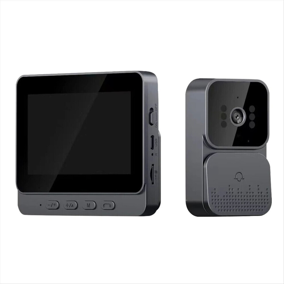 Video Doorbell IR Night Vision Wireless Door Bell 1080P 4.3Inch IPS Screen Camera 2.4G for Villa Home(B)