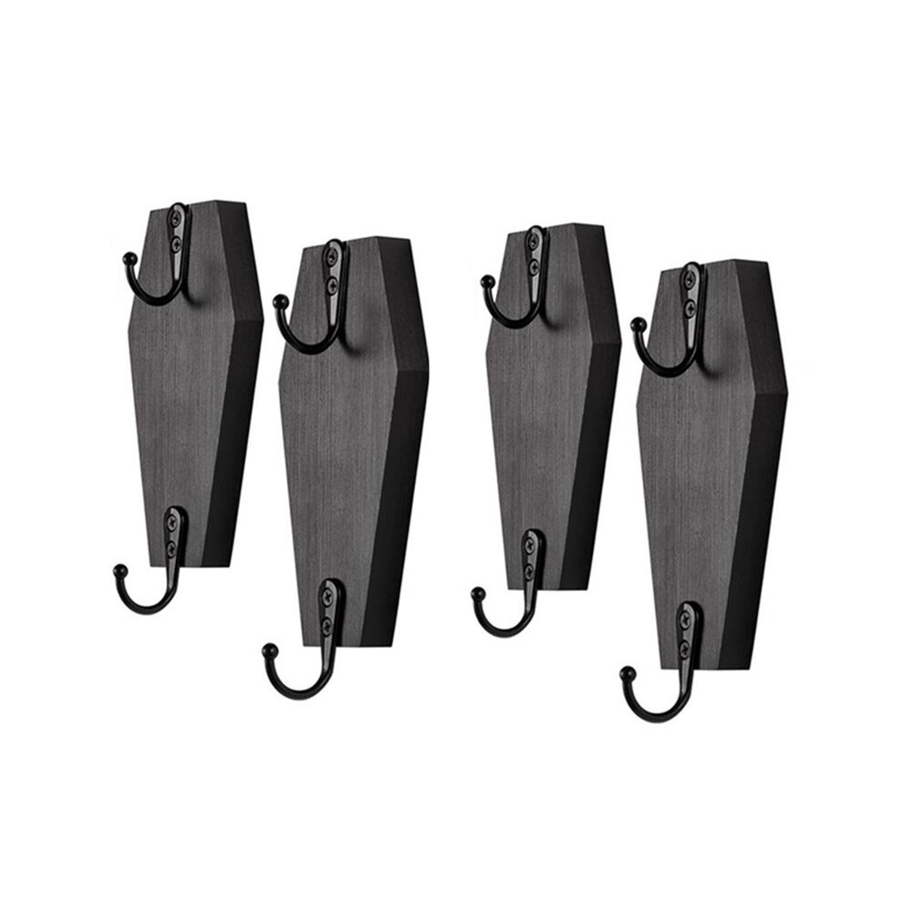 Halloween Coffin Wall Hanging, Coffin Wall Hook For Keys For Wall - Rustic Black Wooden Hanger For Keys, Mugs, Purse B 6033745047362