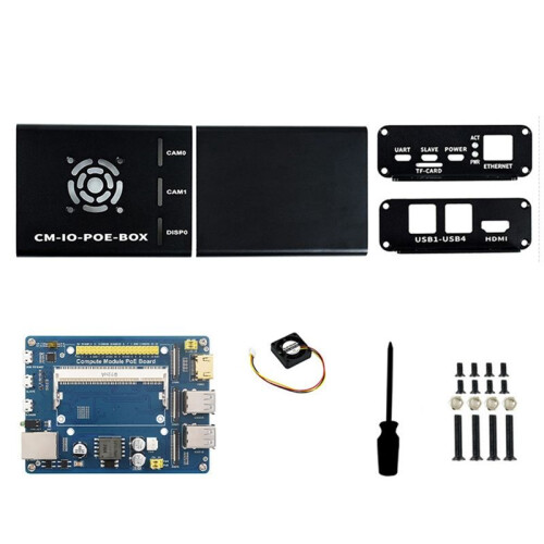 Compute Module PoE Board+Case+Fan Kit for Raspberry Pi CM4S CM3 3Lite 3+ 3+Lite Compute Module Expansion Board EU Plug