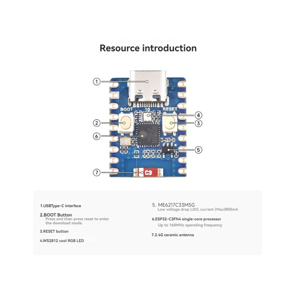 ESP32-C3-Zero Development Board Wifi Module RISC-V 32-Bit Single-Core ...