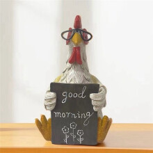 Divertido Gallo Gallina Buenos Días Estado de Resina Escritorio Hogar Lindo Gallo Gallinas Figuritas Adorno Accesorios de Jardín Regalos B
