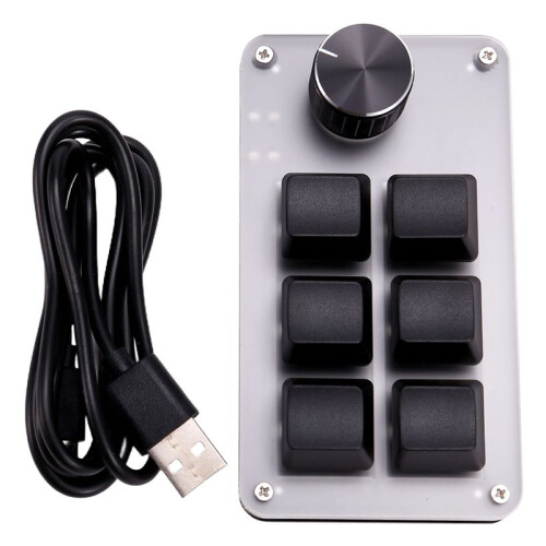 6 Key 1 Knob Copy Paste  Button Wired RGB  Mechanical Keyboard for Gamers/Designers/Video Editor