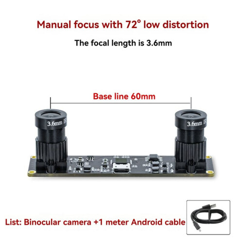 Global Shutter Synchronization Dual USB Camera Module 4MP 3840x1080 High Frame Rate 60fps with 72 Degree Lens/3.6mm 2