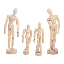 Wooden Manikin Blockhead, Wood Artist Figure Doll Model for Sketch Charcoal Home Office Desk Decoration Gift,4 Pcs