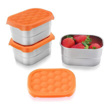 Recipientes de Lanche de AçO InoxidáVel para CriançAs, FáCeis de Abrir, à Prova de Vazamentos, Pequenos Recipientes para Alimentos com Tampas de