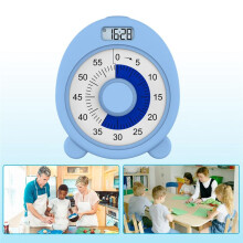 Wiederaufladbarer Visueller Timer mit Uhr und Nachtlicht, 60-Minuten-Countdown-Timer für Kinder und Erwachsene mit Erinnerung An Niedrigen
