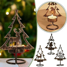 Kerzenhalter Aus Metall, Weihnachtsdekoration, Tafelaufsatz, Rentier, Weihnachtsbaum, Weihnachtsmann, Abendessen, Teelichthalter