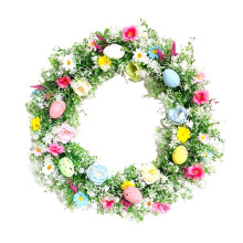 13.8Inch Easter Wreath with Flowers, Twine, Hanging Home Indoor Outdoor Front Door Wall Decorations