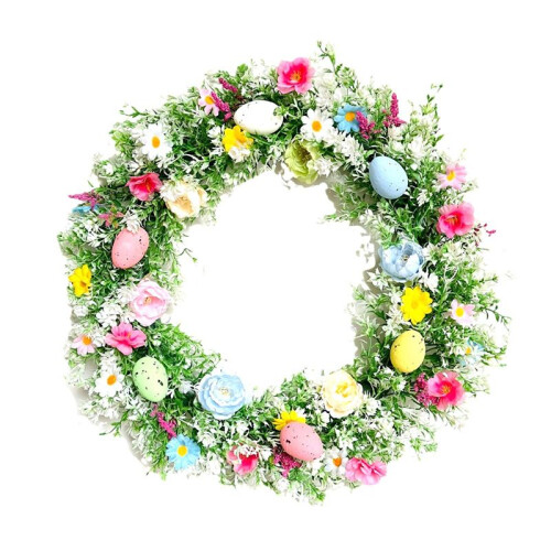 Guirlanda de PáScoa de 13,8 Polegadas com Flores, Barbante, Pendurada em Casa, Interior e Exterior, DecoraçõEs de Parede da Porta da Frente