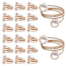 20Er-Pack Serviettenringe Aus RoséGold, Perlen-Serviettenring-Set, Metallfeder-Serviettenhalter, Tischdekoration, Serviettenring-Schnallen