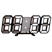 RelóGio Digital LED 3D RelóGio de Parede Luminoso RelóGio EletrôNico Multifuncional com Plug USB para DecoraçãO de Casa, Branco