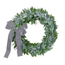 Green Rabbit Ear Wreath,Artificial Eucalyptus Leaves Wreath with Bows,Spring Easter Greenery Wreath for Front Door