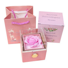Rose Ring Box Rotates 360 Velvet Jewelry Box Eternal Rose Box Valentine's Day 's Day for Romantic Gifts,