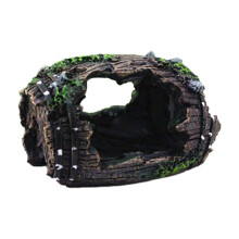 Black-Aquarium Artificiell Cave Resin Ornament LandskapstillbehöR för Akvarium Akvarium Dekor Bakgrund