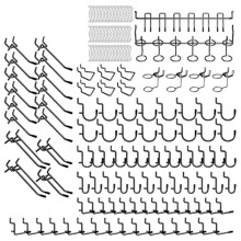 176PCS Pegboard Hooks Set,1/4Inch Metal Peg Board Hook Assortment with Peg Lock Pegboard Accessories for Garage Wall