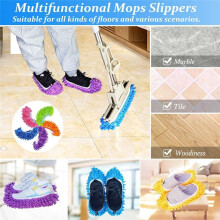 Shoes Covers Dust Duster Washable Mop Slippers Shoes for Floor Cleaning Chenille Dust Mop Slippers Foot Socks Mop Caps