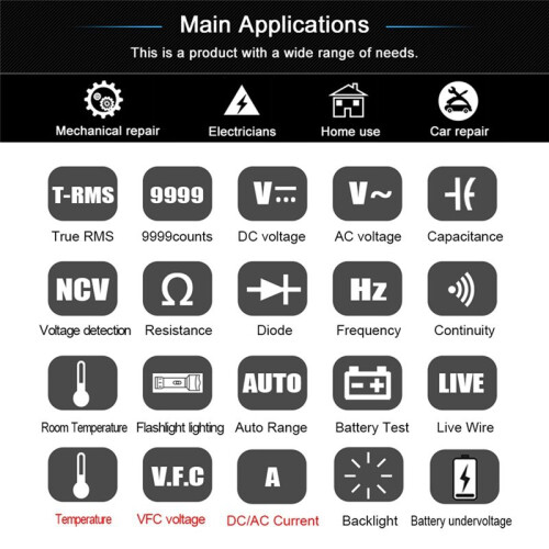 BSIDE Rechargeable Clamp Meter Fork 600A Ammeter Pliers True RMS  AC Current Open Jaw Electrical Tester Auto 2