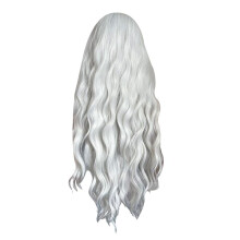 Long Water Wave Wig with Bangs White Colorful Cosplay Silky Wig for Women Daily Party Synthetic Hair Heat Resistant-A