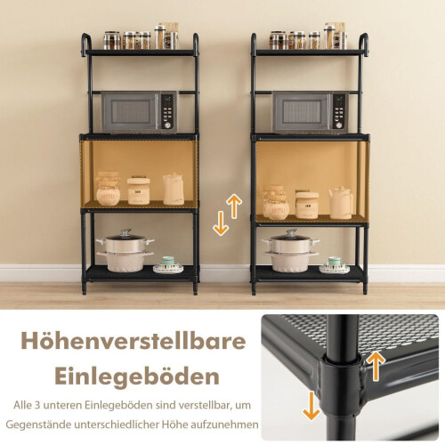4-Tier Metal Kitchen Shelf with Adjustable Shelves, Black 2