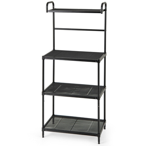 4-Tier Metal Kitchen Shelf with Adjustable Shelves, Black
