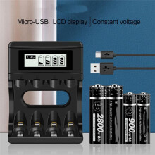 Support de Charge Batterie AA/AAA Batterie Lithium-Ion PolymèRe Rechargeable 1,5 V Batterie AA/AAA 1,5 V avec Chargeur USB