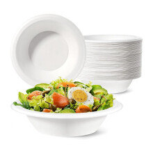Tazones de Papel Desechables, Paquete de 50, Tazones de CañA de AzúCar, Tazones de Sopa Compostables para Comida Caliente, Fiesta, Barbacoa, Picnic,